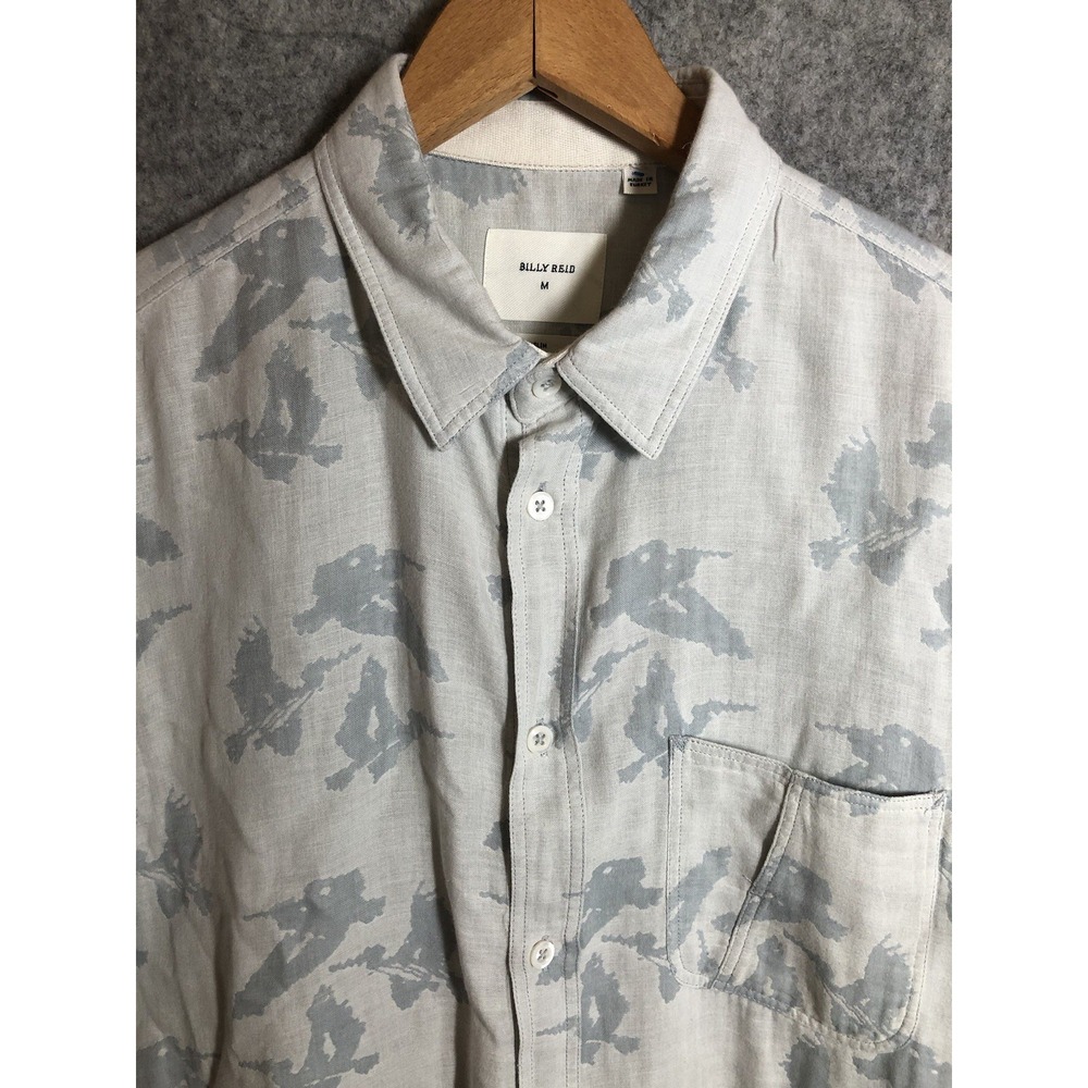 Billy Reid Shirt Mens Medium Gray Slim Fit Career Casual Classic Italy